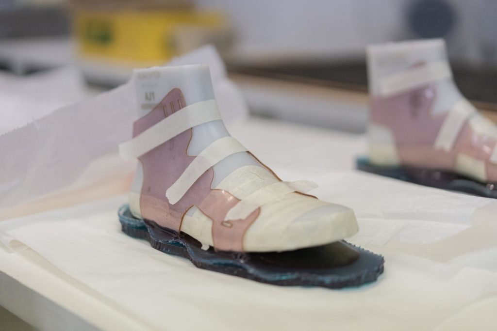 Bioplastic shoe - part of a series of bioplastic garments by Fabricademy student Olivia Cueva